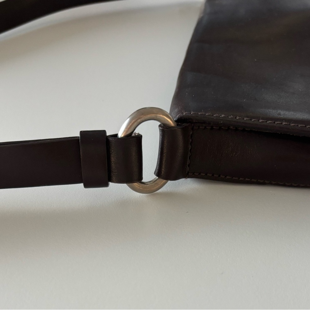 Prada Slim Chocolate Brown Leather Shoulder Bag - Classic Elegant Minimalist - Picture 9 of 13